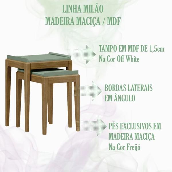 Imagem de Kit 02 Mesa de Apoio MDF/Madeira Maciça 2910 Milao Verde Freijo FNT