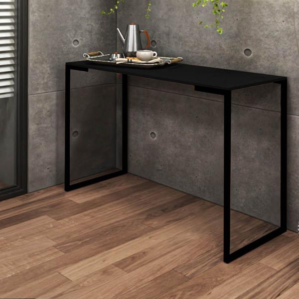 Imagem de Kit 02 Mesa Escrivaninha Escritório e Home Office Stan Industrial Ferro Preto Tampo MDF Preto - Ahz Móveis