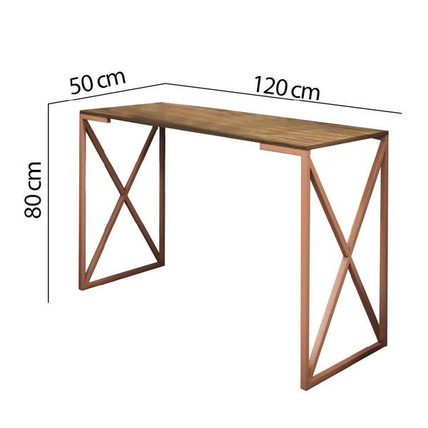 Imagem de Kit 02 Mesa Escrivaninha Escritório e Home Office X Zurik X Industrial Ferro Bronze Tampo MDF Rústico - Ahz Móveis