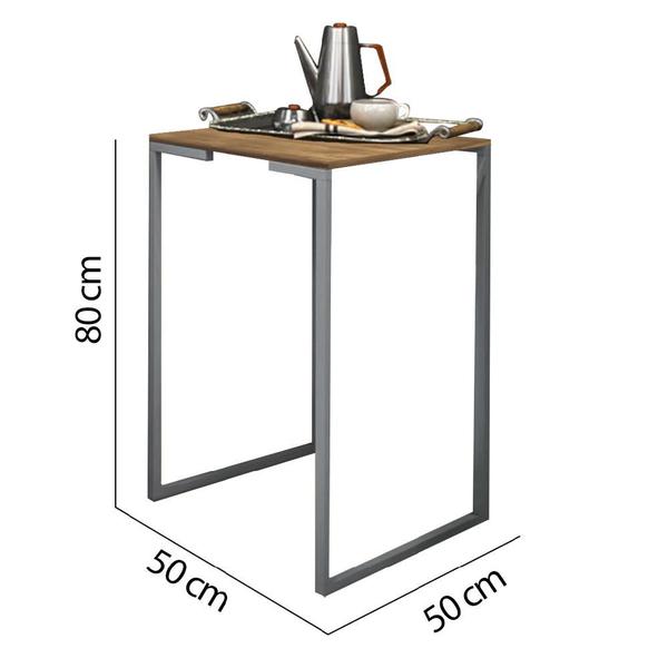 Imagem de Kit 02 Mesa Lateral Canto Aparador Buffet Stan Industrial Ferro Prata Tampo Caramelo - Ahz Móveis