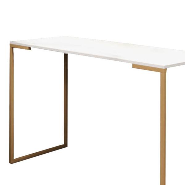 Imagem de Kit 02 Mesas Escrivaninha Mesa de Estudos Stan Office Ferro Dourado Tampo MDF Branco - Ahazzo Móveis