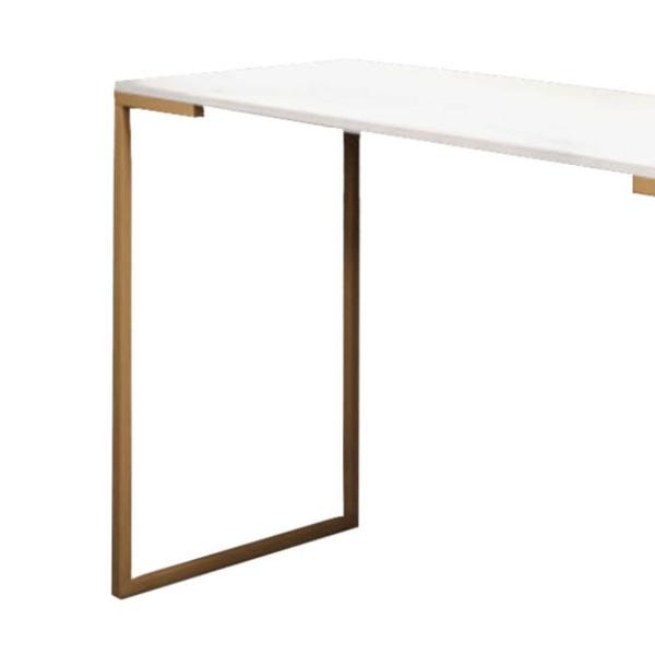 Imagem de Kit 02 Mesas Escrivaninha Mesa de Estudos Stan Office Ferro Dourado Tampo MDF Branco - Ahazzo Móveis