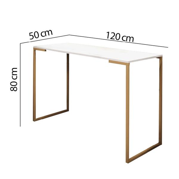 Imagem de Kit 02 Mesas Escrivaninha Mesa de Estudos Stan Office Ferro Dourado Tampo MDF Off White - Ahazzo Móveis