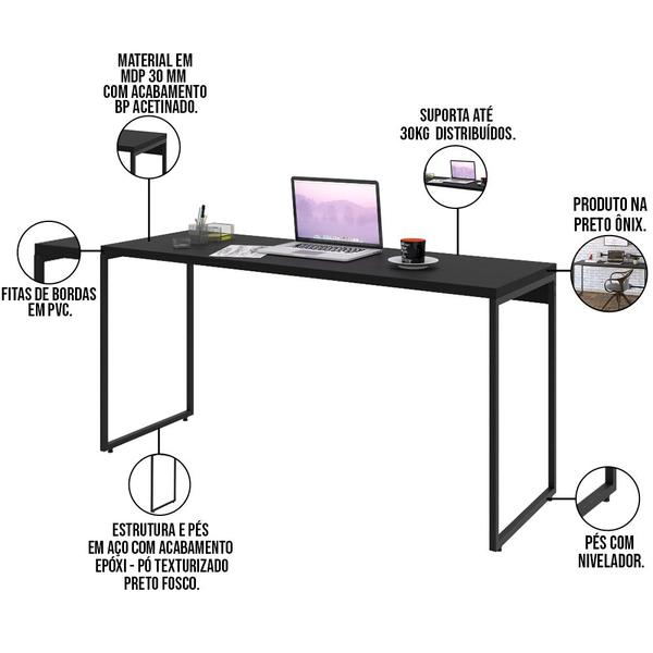 Imagem de Kit 02 Mesas Para Escritório e Home Office Industrial Aspen 150 cm C01 Onix - Lyam Decor