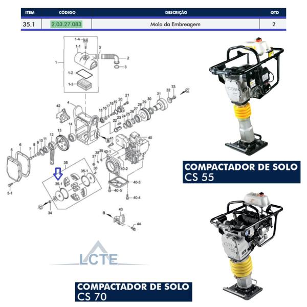 Imagem de Kit 02 Molas Da Embreagem Para Compactador De Solo Cs78 Csm