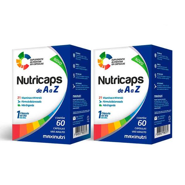 Imagem de Kit 02 Nutricaps A A Z Polivitaminico 60 Capsulas Maxinutri