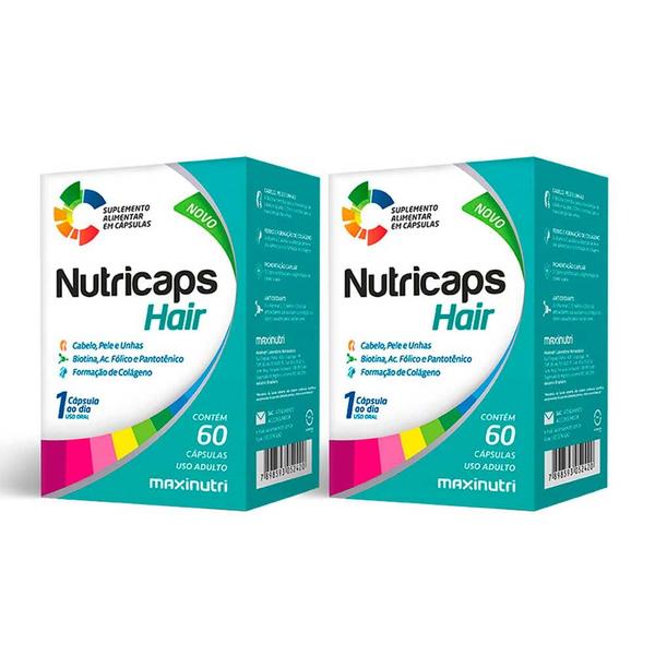 Imagem de Kit 02 Nutricaps Hair Polivitaminico 60 Capsulas Maxinutri