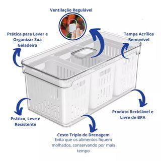 Imagem de Kit 02 Organizadores De Geladeira Cesto Triplo 5 litros - Ou