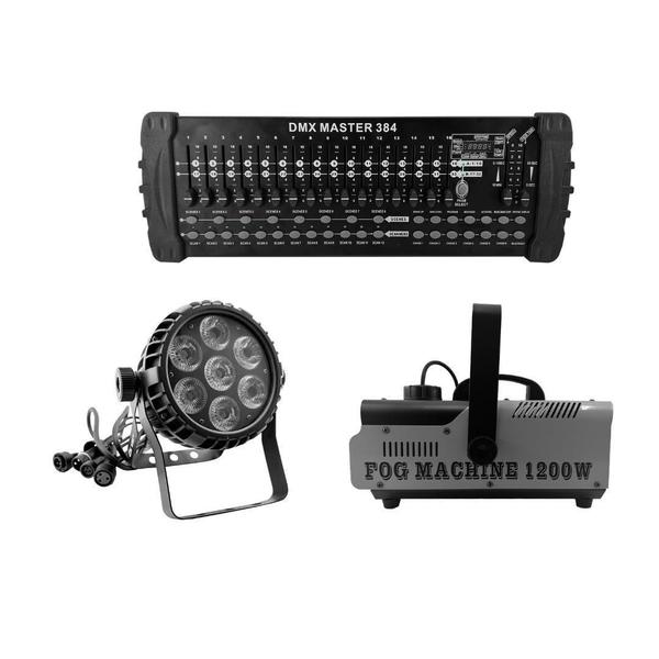 Imagem de Kit 02 Par Led 6In + Mesa Controladora + Maquina De Fumaça