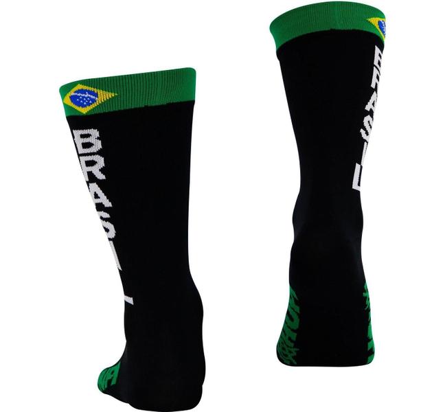 Imagem de Kit 02 Pares Meias de Corrida Ciclismo HUPI Brasil Preto