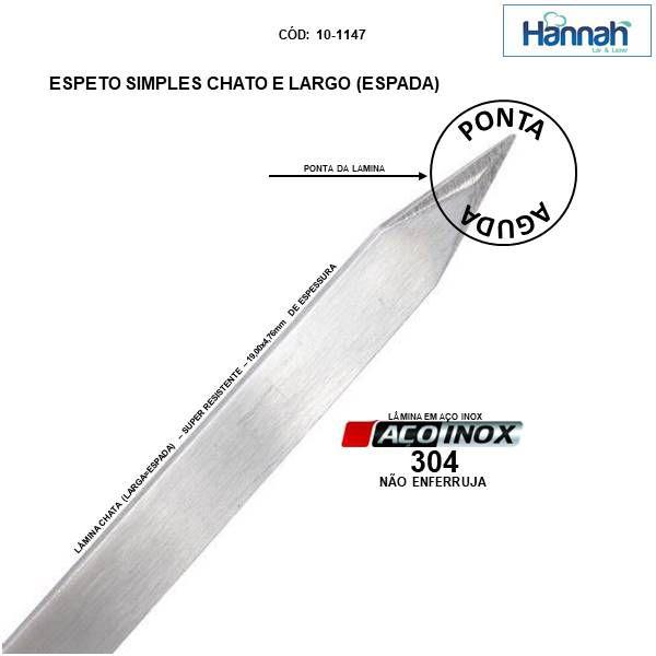 Imagem de Kit 02 Pçs Espeto Churrasco Aço Inox  85 Cm Chato Largo Cabo Madeira Revestido Alumínio Hannah