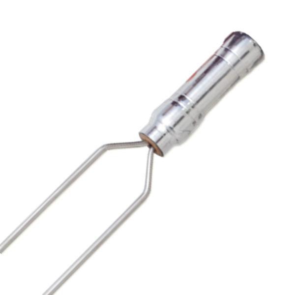 Imagem de Kit 02 Pçs Espeto Churrasco Aço Inox Duplo + Chato Largo 75 Cm Cabo Madeira Revestido Alumínio