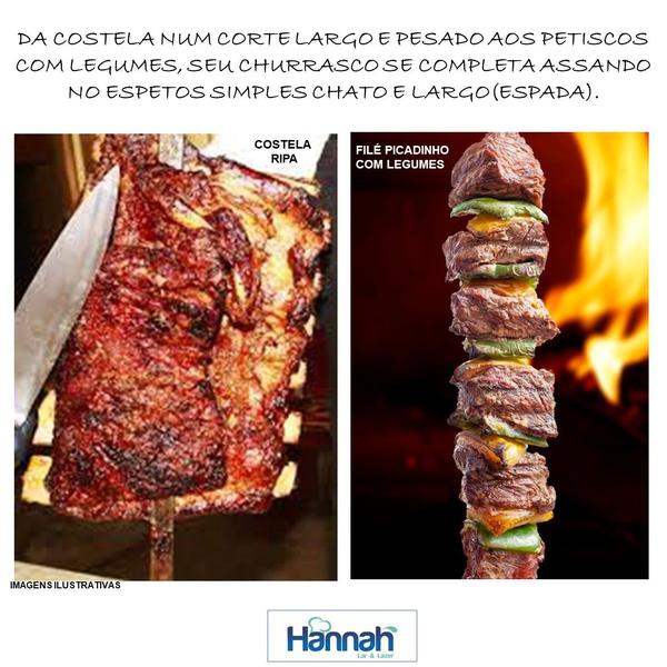 Imagem de Kit 02 Pçs Espeto Churrasco Alumínio Simples Chato Largo Reforçado Cabo Madeira ou Cabo Revestido Em Alumínio Vários Tamanhos - Hannah - Lulay Store