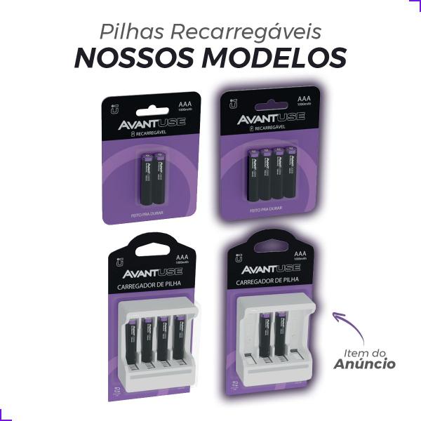 Imagem de Kit 02 Pilhas Recarregáveis Aaa + Carregador 1000mah-Avant