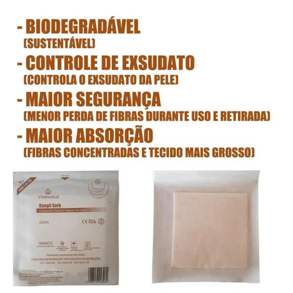 Imagem de Kit 02 Placas Alginato 10x10cm + 01 Gel Phmb Feridas Lesões