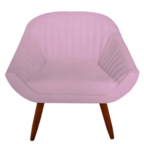 Imagem de Kit 02 Poltrona Anitta Pés Palito Suede Rosa Bebê - D'Classe Decor