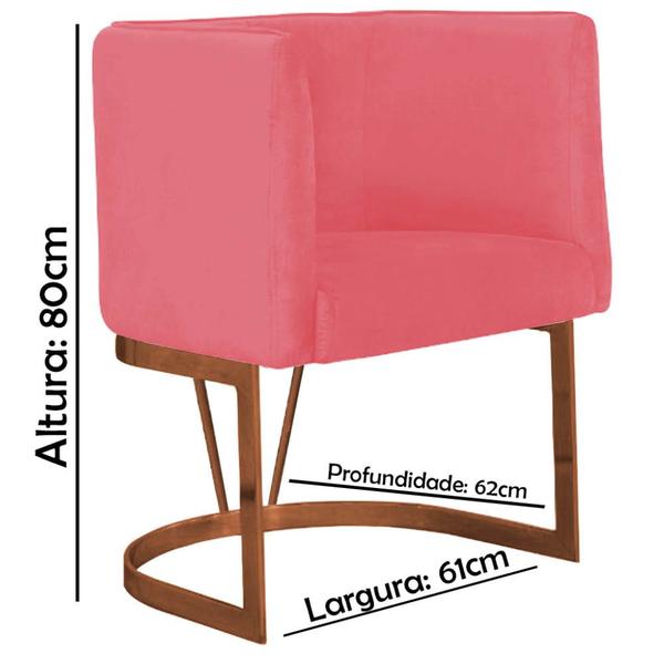 Imagem de Kit 02 Poltrona Cadeira Aurora Luxo Confort Industrial Ferro Bronze Suede Rose Gold - Ahz Móveis