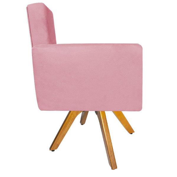 Imagem de Kit 02 Poltrona Cadeira Decorativa Arenzza e 02 Puff Sofia Base Giratória de Madeira Suede Rosa Bebê - DAMAFFÊ MÓVEIS