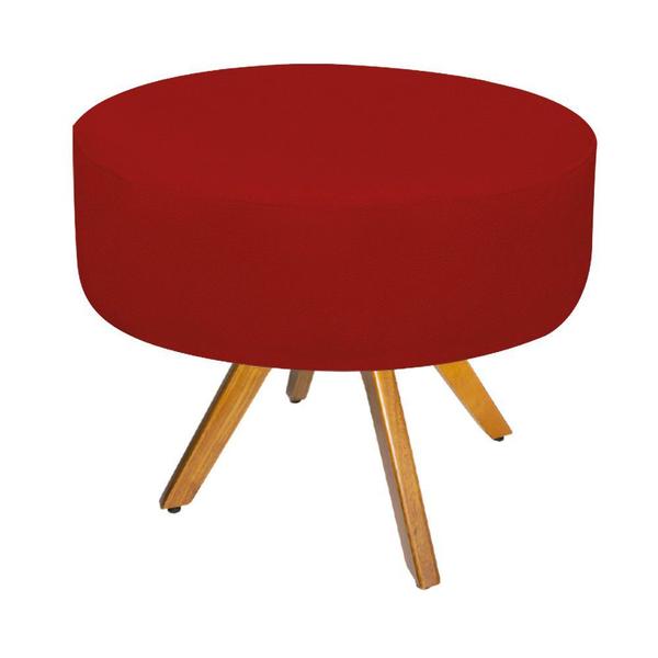 Imagem de Kit 02 Poltrona Cadeira Decorativa Arenzza e 02 Puff Sofia Base Giratória de Madeira Suede Vermelho - KDAcanto Móveis