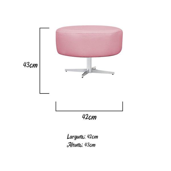 Imagem de Kit 02 Poltrona Cadeira Decorativa Arenzza e 02 Puff Sofia Base Giratória de Metal Suede Rosa Bebê - KDAcanto Móveis