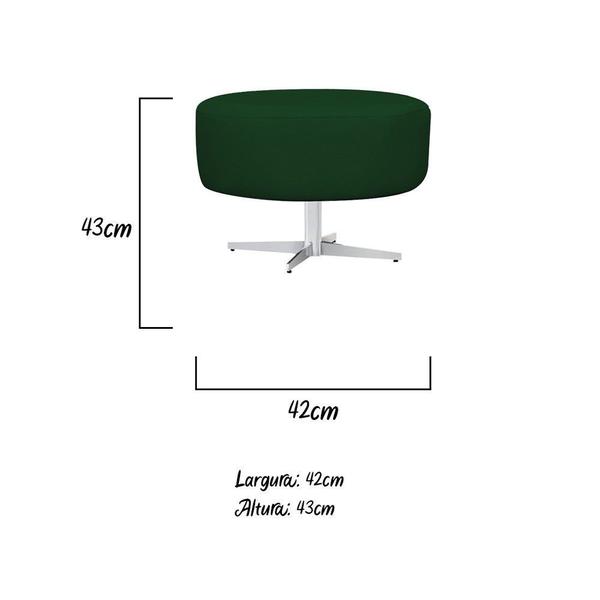 Imagem de Kit 02 Poltrona Cadeira Decorativa Arenzza e 02 Puff Sofia Base Giratória de Metal Suede Verde - KDAcanto Móveis