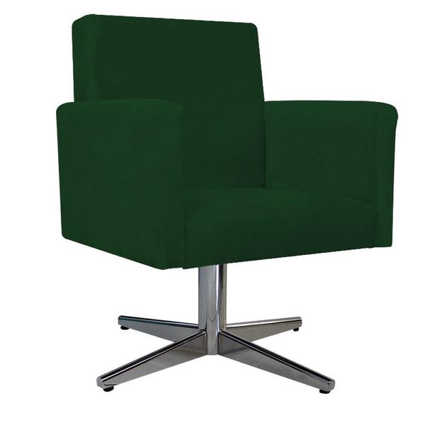 Imagem de Kit 02 Poltrona Cadeira Decorativa Arenzza e 02 Puff Sofia Base Giratória de Metal Suede Verde - KDAcanto Móveis