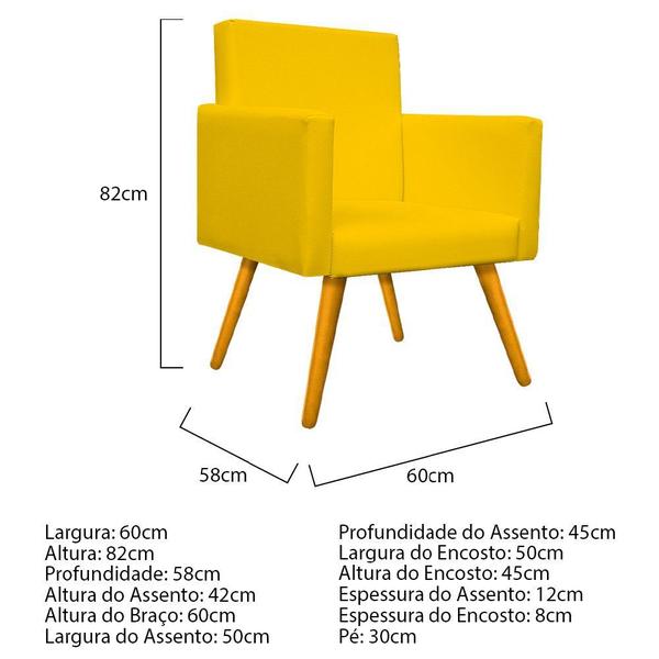 Imagem de Kit 02 Poltrona Cadeira Decorativa Arenzza e 02 Puff Sofia Palito Mel Corano Amarelo - KDAcanto Móveis