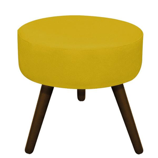 Imagem de Kit 02 Poltrona Cadeira Decorativa Arenzza e 02 Puff Sofia Palito Tabaco Suede Amarelo - DAMAFFÊ MÓVEIS