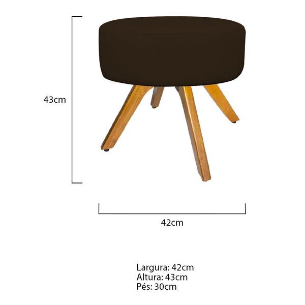 Imagem de Kit 02 Poltrona Cadeira Decorativa Arenzza e Puff Sofia Base Giratória de Madeira Corano Marrom - KDAcanto Móveis