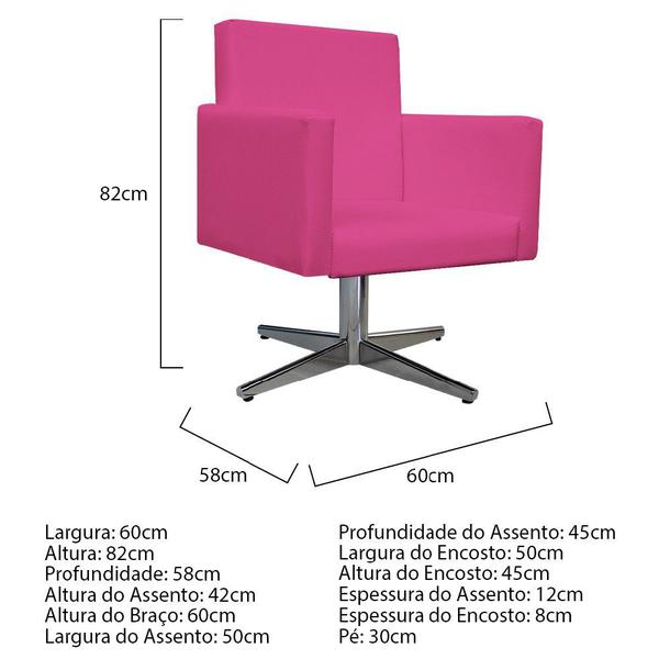 Imagem de Kit 02 Poltrona Cadeira Decorativa Arenzza e Puff Sofia Base Giratória de Metal Corano Pink - DAMAFFÊ MÓVEIS