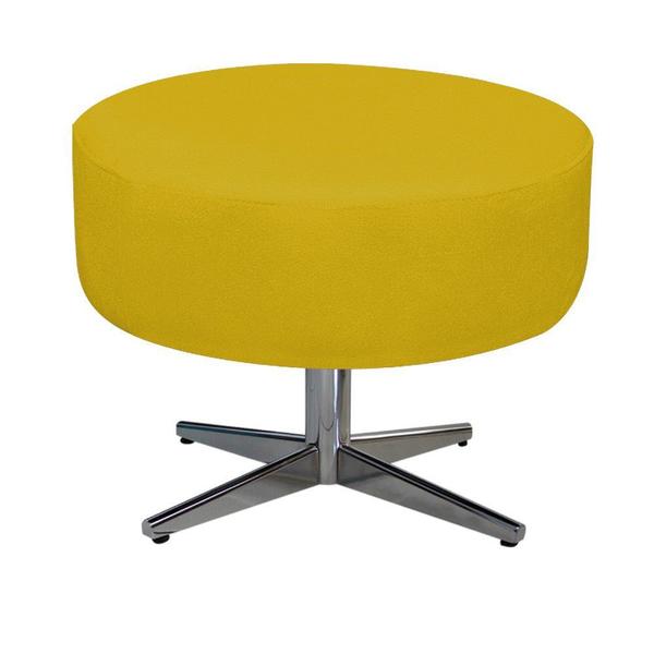 Imagem de Kit 02 Poltrona Cadeira Decorativa Arenzza e Puff Sofia Base Giratória de Metal Suede Amarelo - KDAcanto Móveis