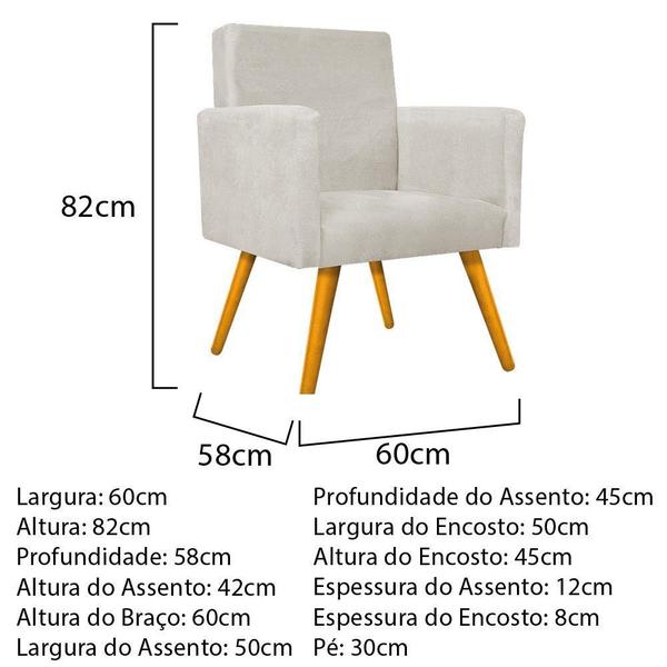 Imagem de kit 02 Poltrona Cadeira Decorativa Arenzza Palito Mel Suede Bege - KDAcanto Móveis