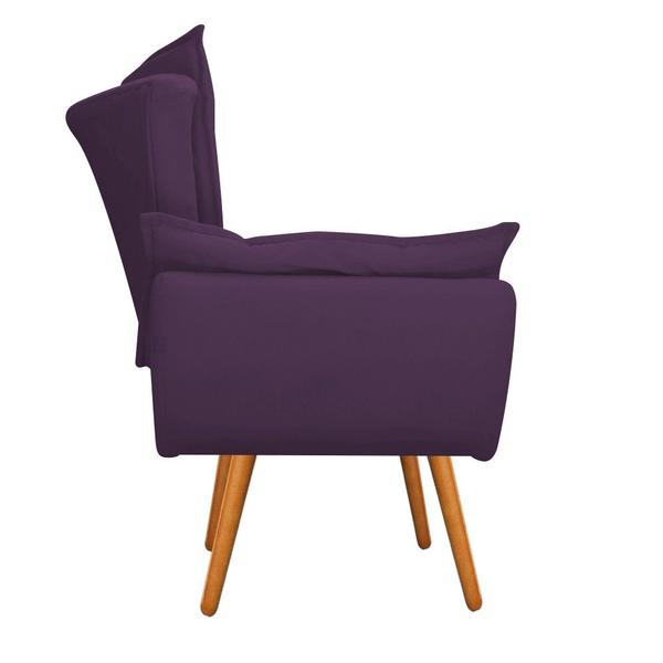 Imagem de kit 02 Poltrona Cadeira Decorativa Fenzzi Palito Mel Suede Roxo - KDAcanto Móveis