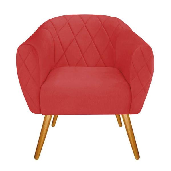 Imagem de Kit 02 Poltrona Cadeira Decorativa  Ludi Pés Palito Sala de Estar Recepção Escritório Suede Vermelho - KDAcanto Móveis