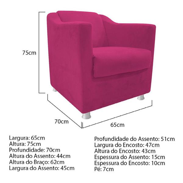 Imagem de kit 02 Poltrona Cadeira Decorativas Babel Recepção Sala de Estar Suede Pink - DAMAFFÊ MÓVEIS