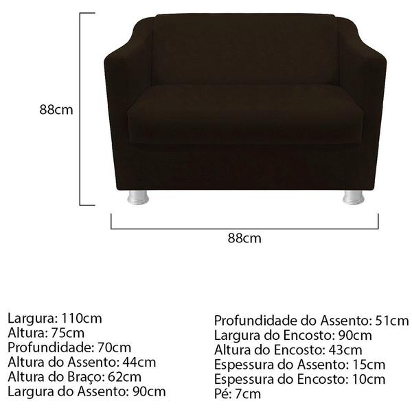 Imagem de kit 02 Poltrona Cadeira e  01 Namoradeira Babel Corano Marrom - DAMAFFÊ MÓVEIS