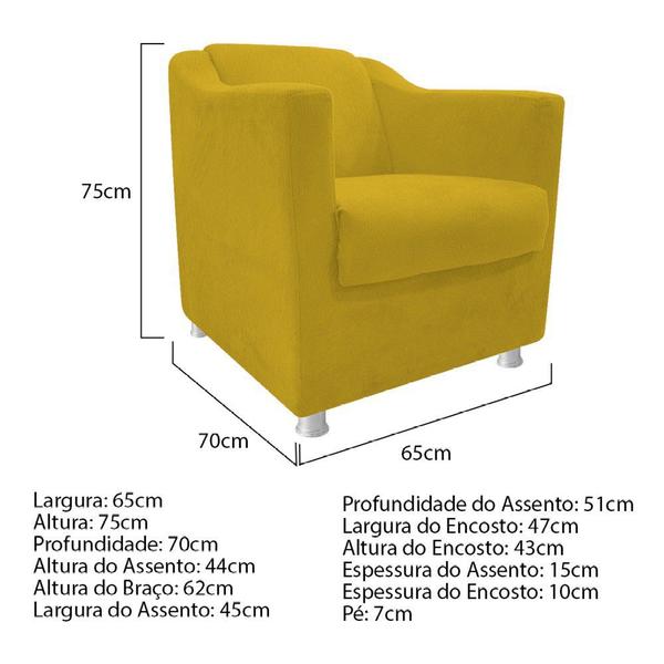 Imagem de kit 02 Poltrona Cadeira e  01 Namoradeira Babel Recepção Sala de Estar Suede Amarelo - DAMAFFÊ MÓVEIS