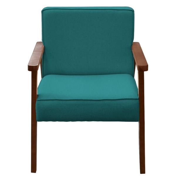 Imagem de Kit 02 Poltrona Cadeira Miami Luxo Recepção Sala Escritório Madeira Suede Azul Turquesa - Ahazzo Móveis