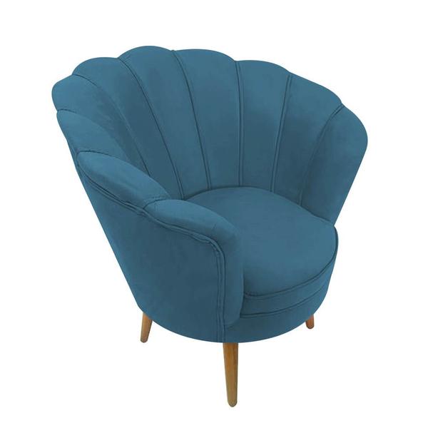 Imagem de Kit 02 Poltrona Cadeira Pétala de Flor Plus Luxo Confort Suede Azul Turquesa - Ahazzo Móveis