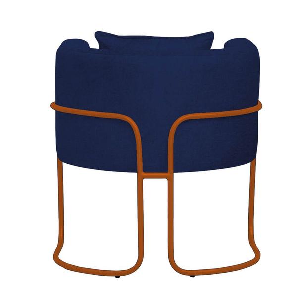 Imagem de Kit 02 Poltrona Cadeira Sirus Luxo Industrial Ferro Bronze Suede Azul Marinho - Ahz Móveis