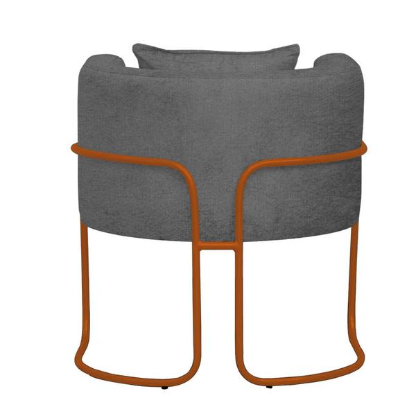 Imagem de Kit 02 Poltrona Cadeira Sirus Luxo Industrial Ferro Bronze Suede Cinza - Ahz Móveis