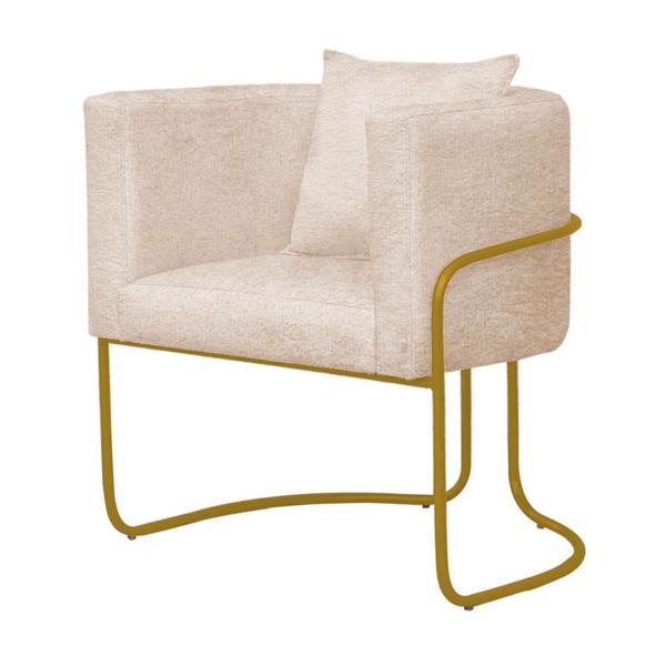 Imagem de Kit 02 Poltrona Cadeira Sirus Luxo Industrial Ferro Dourado Suede Bege - Ahz Móveis