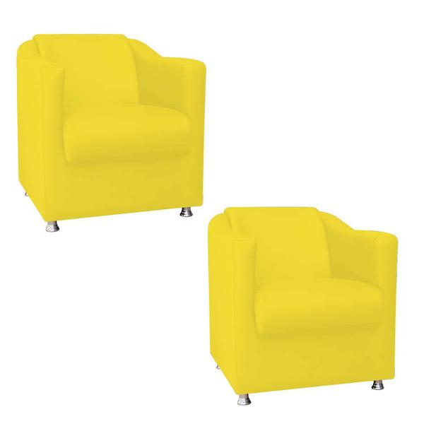 Imagem de Kit 02 Poltrona Cadeira Tilla Decorativa Recepção Sala De Estar material sintético Amarelo - DAMAFFÊ MÓVEIS