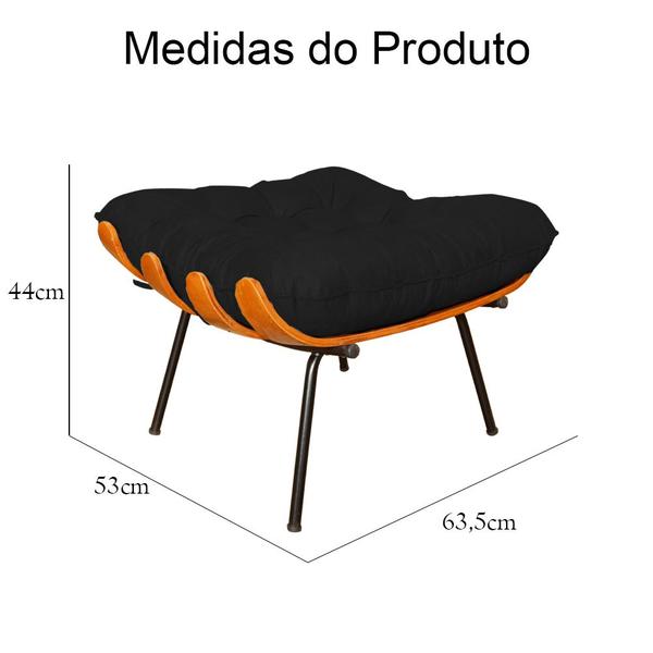 Imagem de Kit 02 Poltrona Decorativa Costela + 02 Puff belo tok Suede Preto