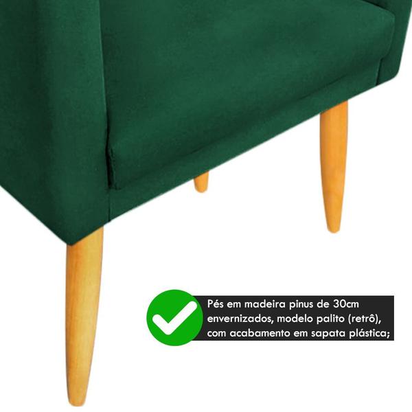 Imagem de Kit 02 Poltrona Decorativa Maitê com Matelassê Pés Palito Suede Verde Militar