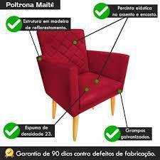 Imagem de Kit 02 Poltrona Decorativa Maitê Suede Vermelho para camarim