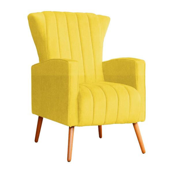 Imagem de Kit 02 Poltrona Decorativa Melinda Suede Amarelo - FM