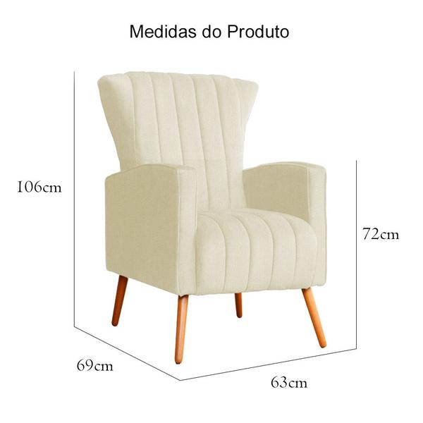 Imagem de Kit 02 Poltrona Decorativa Melinda Suede Marfim - FM