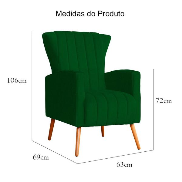 Imagem de Kit 02 Poltrona Decorativa Melinda Suede Verde - FM