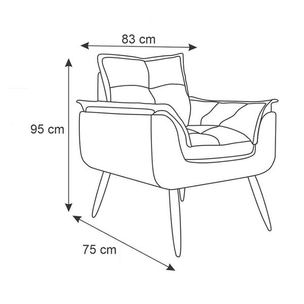 Imagem de Kit 02 Poltrona Decorativa Opala Plus - Suede Cinza